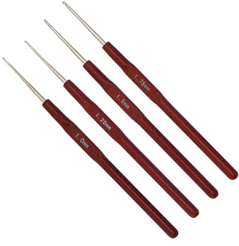 JEYORZY 4Pzs Agujas de Ganchillo Kit, Aguja Crochet, Agujas Ganchillo 1.0, 1.25, 1.5, 1.75mm Ganchillos Crochet Coloridas con Mango Ergonómico Accesorios Kit de Ganchos de Ganchillo para Principiantes