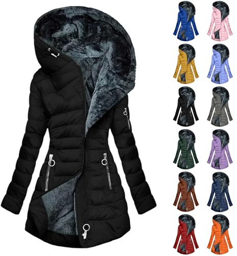 YBEBEWE Jackets for Women UK Quilted Down Long-Lenght Puffer Coats Ladies Lightweight Waterproof Padded Jacket with Fur Hood Autumn Winter Plus Size Trench Coat Warm Outwear