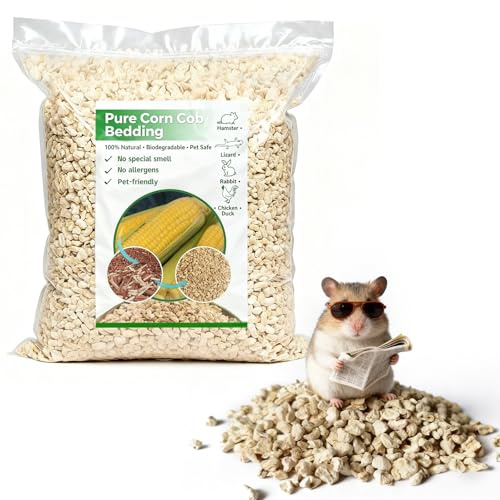 XXYOUPIN Natural Corn Cob Pet Bedding - 44oz Premium Small Animal Bedding for Hamsters, Birds, Reptiles & More, Absorbent & Odor-Control