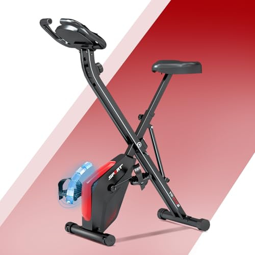 Vélo d’Appartement Pliable avec Écran LCD et Mesure du Pouls,16 Niveaux de Résistance Magnétique, Velo d Appartement Connecté APP,Capacité 120KG