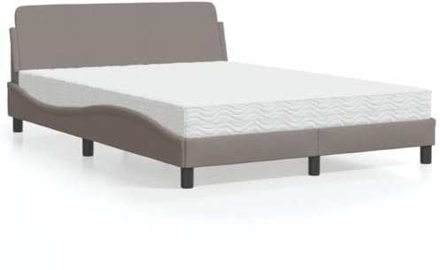 Ziaphsol Dover säng med madrass, 140 x 200 cm, brungrått, vågformsdesign, komfortskummadrass H2/H3, furu, sovrumsmöbler