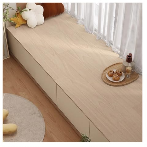 BiaBuiMM Cojín para Ventana Imitación Madera, Almohadilla a Medida, Protector de Alféizar Decorativo, Cojín de Asiento para Salón y Balcón(Beige,23.6x86.6in/60x220cm)