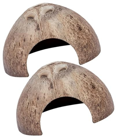 HOMSFOU Escondite para Reptiles de Cáscara Natural Resistente al Desgaste, Decoración para Terrarios Pequeños, 2 Unidades Orificio, Refugio Decorativo para Tortugas, Escorpiones y