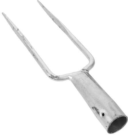 Tête de Fourche à Deux Dents en Acier pour Aération du Sol | Finition Résistante à Rouille, Trou de 35mm, pour Potager et Massifs Floraux, Usage de Désherbage