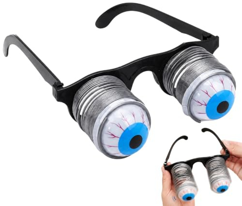 Pop Out Wobbly Eyes on Springs Novelty Joke Glasses | Halloween Party, Carnival Use, Horror Shock Style, Plastic Frame, Novelty Costume