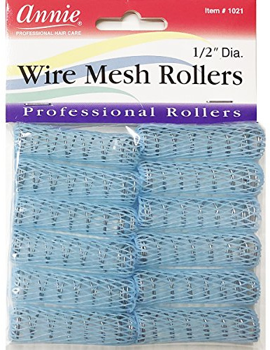 Annie Wire Mesh Rollers #1021, 12 Count Blue X-Small 1/2 Inch (2 Pack)