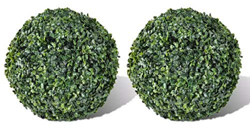 Wakects 2 Bolas de Boj Artificiales 27 cm para Decoración de Jardín, Planta Artificial Exterior, Arbusto de Jardín Planta Imitación,Color Verde