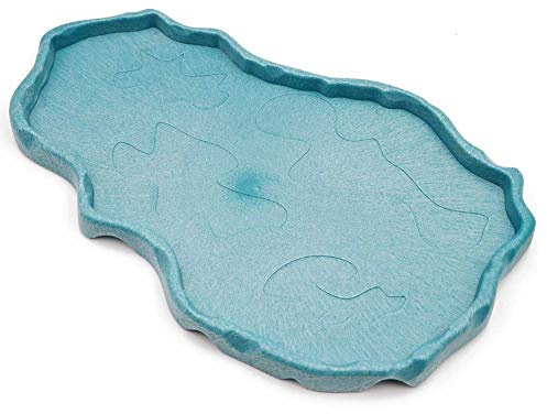 MACGOAL Reptile Food and Water Bowl Dish Reptile Food Dish Large Tortoise Water Bowl for Turtle Lizard Snake Gecko Ball Python (Blue)