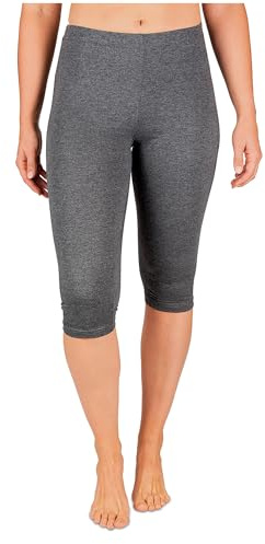 SES Legging Capri pour femme en coton 38-58 / Legging Capri opaque pour femme / Legging élastique 3/4 en coton / Legging Capri pour femme avec ajustement parfait, Anthracite, 38 FR/40 FR