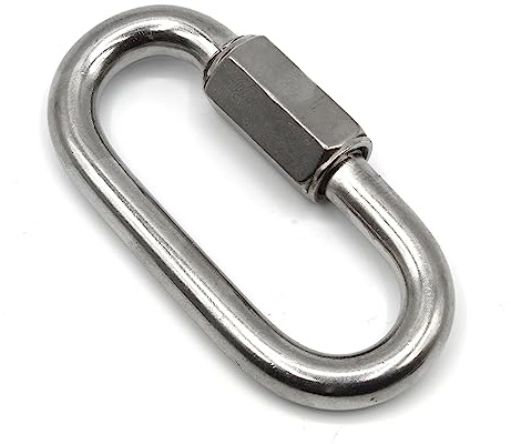 HEAVYTOOL Ketten Schnellverschluss M8 Ketten Notglied Edelstahl V4A AISI 316 Inox (2 Stück) Karabinerverschluss Kettenverbinder Kettenschnellverbindung Schnellverschlussglied Kettennotglieder