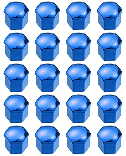 X AUTOHAUX 20pcs Wheel Lug Nut Cap 19mm Wheel Hub Screw Cover with Clip Blue