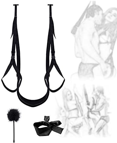 Altalena yoga da interno Šex Swing con maschere per gli occhi e solleticatore per le coppie per sperimentare movimenti yoga difficili