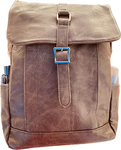 Mr. Sobraeti Mochila Hombre Piel Vegana, Mochila Ordenador Portátil, Mochila Trabajo y Estudios. (Marrón)