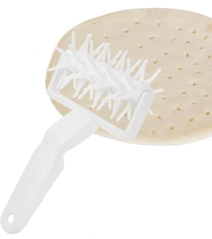 Tomotato Rotella per Impasto, Strumento per Pasta con Rullo Mobile 20,5x12cm, Accessorio per Pizzeria e Cucina Domestica per Perforare Croste di Pizza, Biscotti, Pasticceria e Pane