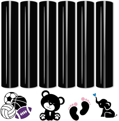 Tintnut Black Heat Transfer Vinyl, 6 Sheets 12 x 10 HTV Vinyl, Iron on Vinyl for T-Shirts htv