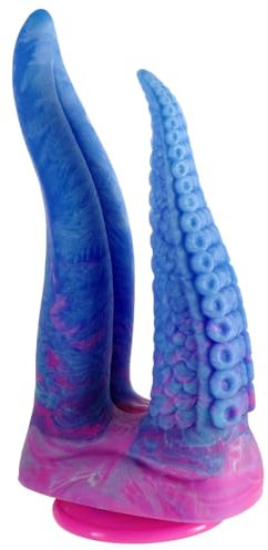 Shkanla Realistic Double-Ended Dildo G-Spot Stimulation, 10.8 inch Big Silicone Tongue Dildos with Suction Cup for Hands-Free Play, Tentacle Fantasy Dildo for Vaginal Anal Adult Sex Toys for Women Men