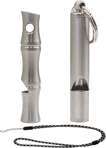 WANYIG 2 Stück Trillerpfeife Laut Notfall 120db Signalpfeife Edelstahl Trillerpfeife Sportunterricht Handpfeife Notfallpfeife mit Schlüsselband und Schlüsselanhänger