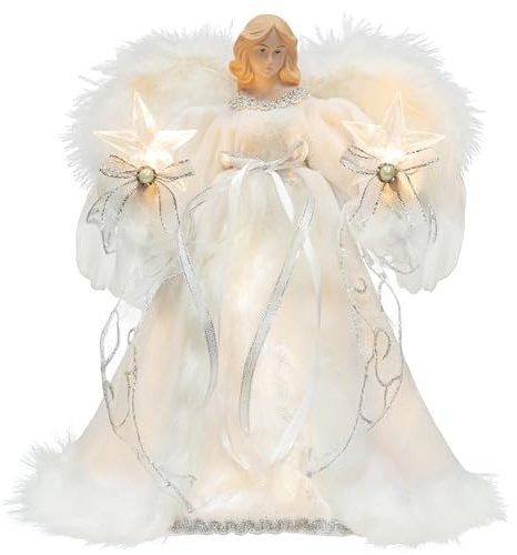 30cm puntale albero natale angelo a forma di angelo di luci a led, 30cm, bianco Angelo albero di Natale in alto, per decorazioni albero di Natale