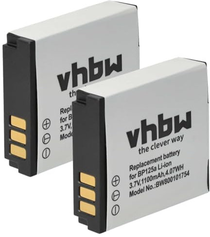 vhbw 2X Batterie Remplacement pour Samsung IA-BP125A pour caméra vidéo caméscope (1100mAh, 3,6V, Li-ION)