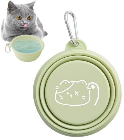 Rurunklee Cuenco plegable para perros de viaje, cuencos plegables para perros – Pet Travel cuencos plegables portátiles para perros, comederos y bebederos para gatos y perros con mosquetón para