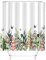 M&W DAS DESIGN Duschvorhang bunt Garten grüne Pflanzen Flora Textil Vorhang Blüte Schmetterlingen Schimmelresistent Farbfest inkl. 12 C-Ringe mit Gewicht unten
