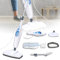 Heißdampfreiniger 1500W Dampfbesen Multifunktions Reiniger Dampf Mop Bodendampfreiniger mit 4,8m Kabel, 2 Bodentuch, Wassertank, Teppichgleiter, Handdampfreiniger für Boden, Teppiche und Badezimmer