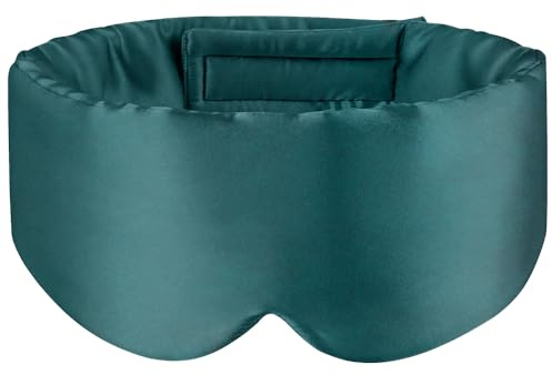 White Hawk ögonmask för sömn, 22 momme 100 % naturlig mullbärssilke ögonmask med justerbara remmar för män och kvinnor, stor sovmask för alla hudtyper (grön)