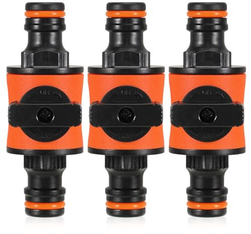 Water Hose Connector 3 Pcs Garden Hosepipe Connectorsin Lines Water Hoses Fittings Hosepipe Connectors Quick Release Hose Shut Off Valve Garden Female Hoses Connectors & Accessories Orange