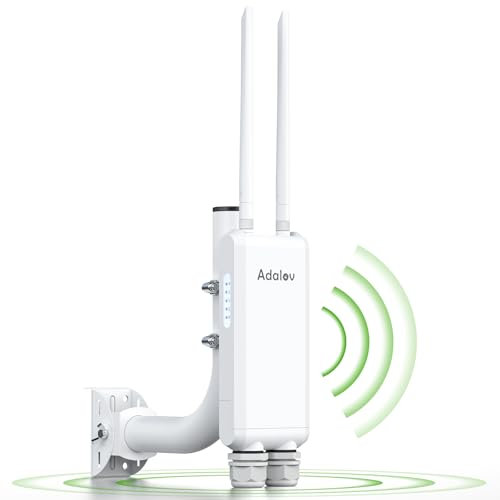 Point d'accès WiFi extérieur Longue portée, Adalov 1200Mbps bi-Bande, étanche IP66, PoE+ Gigabit, répéteur WiFi pour Garage, Jardin, Camping-Car, Ferme, 2.4GHz + 5.8GHz