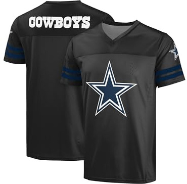 FOCO NFL Herren-Top, offizielles Lizenzprodukt, Primär-Logo, wechselnde Farbe, Spieltag, Fußball, V-Ausschnitt, Dallas Cowboys - Schwarz, L