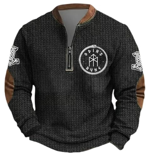 Oversize Sweatshirt Men's Half Zip Norwegian Pullover Men's Elegant Fleece Long Sleeve Shirt Warm Casual Knitted Jumper Men's Sweatshirt Soft Sweater Men's Jumper Winter Jumper