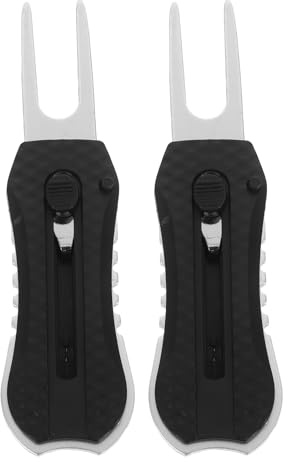 BCOATH Strumento Pieghevole per Riparazione Zolle da Golf in Acciaio Inox Forchetta Telescopica per Segni Pitch Attrezzo Compatto per Green e Marcatura Palline Kit Pratico per