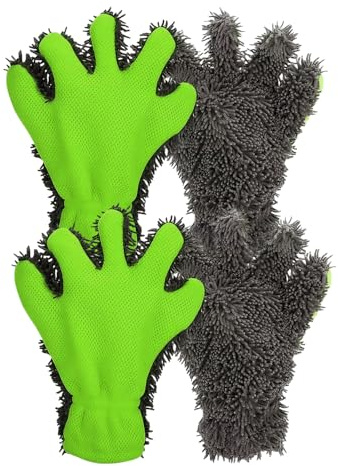 Guantes de lavado de coche de alta calidad, 4 unidades, microfibra, 5 dedos