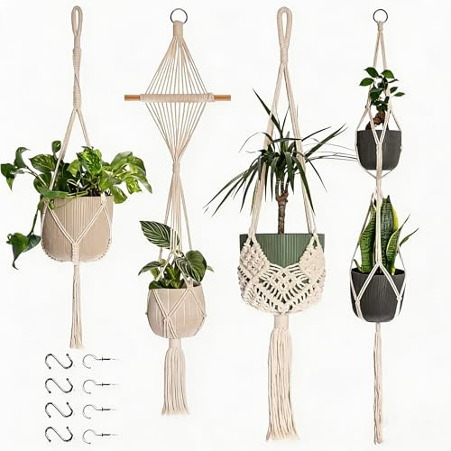 GETRWLBN makramé amplar set om 4, bomullsrep, upp till 25 cm