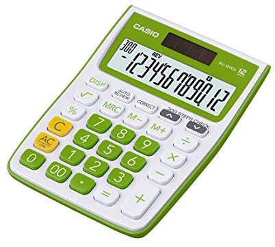 Casio MJ-12VCb-GN 300 Steps Check & Correct Colourful Desktop Calculator (Green)