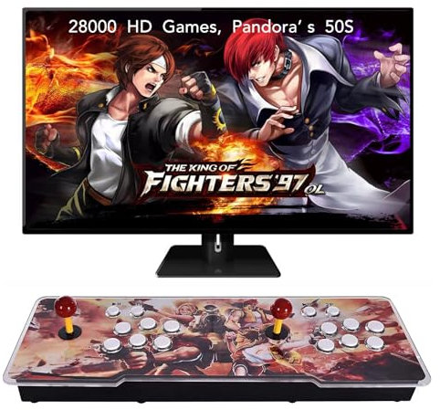 FVBADE [32000 Games in 1 78S Pandora Box Arcade Game Console for PC & Projector & TV,3D Games 1-4 Players Double Joystick Favorite List Game Category Save/Search/Hide/Pause/Delete