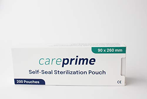 Sacchetti per sterilizzazione, autoadesivi, per autoclave, 200 pezzi (90 x 260 mm)