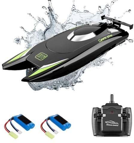 Goolsky Remote Control Boat RC Boats for Teen Adults, 15+ MPH High Speed Racing Boat With Dual Motor, 2.4G 2CH Radio Controlled Boats for Pools or Lakes with 2 Rechargeable Batteries