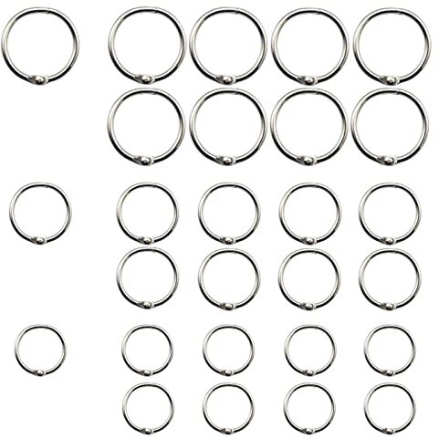 TMJFHAO 100 Stück Bücher Ringe 3 Größen 20mm,25mm,32mm karteikarten ringe Binder Ringe Silbern Buch Ring Loseblatt Verbinder Ringe für Memo-Ablage,Namensschilder,Fotoalbum und Schlüsselringe