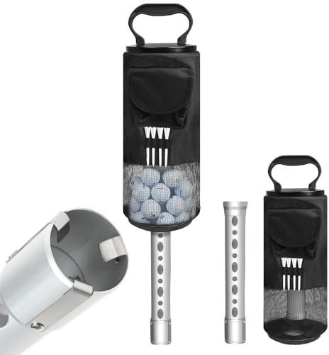 Shag Bag for Golf Balls Golf Ball Retriever, Durable Aluminum Shag Tube Golf Ball Shagger, Detachable Collector and Portable Pocket Storage Picker (Holds 70 Balls)