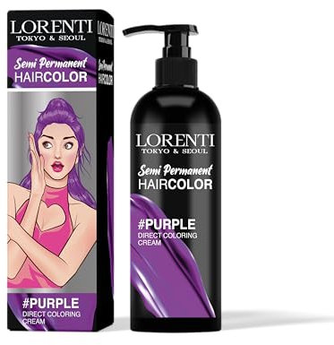 Lorenti Semi Permanent Direct Coloring Cream | Long Lasting Hair Colour Result | Purple 250ml