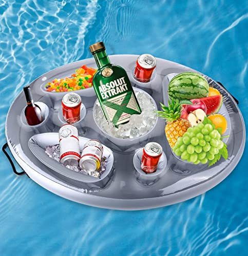 BNGXR Plateau Bar de Piscine Flottant, 8 Trous Gonflable Bar Flottant Gonflable Porte-Boissons de Fruits Buffet pour Piscine d'été en Plein Air Plage Piscine Party Spa