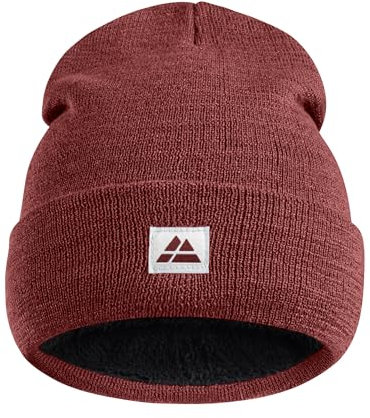 DANISH ENDURANCE Fleece Mütze aus recyceltem Material, Beanie Wintermütze, Fischermütze, Warm & Atmungsaktiv, Unisex, für Herren & Damen, Rot, Einheitsgröße