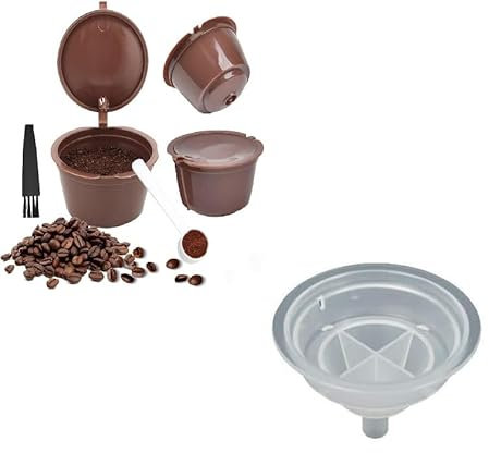 Dosette Capsule Réutilisable de Café avec Cuillère / brosse et Entonnoir Nettoyage Détartrage compatible Dolce Gusto Picollo/Mini Me/Olbo