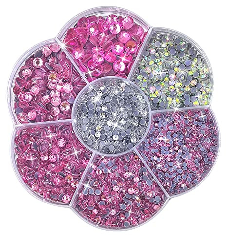 Liliume 5000pcs Hotfix Strasssteine Pink Strasssteine 21 Farben 5 Größen SS6-SS30 für DIY Handwerk（Hellrosa）