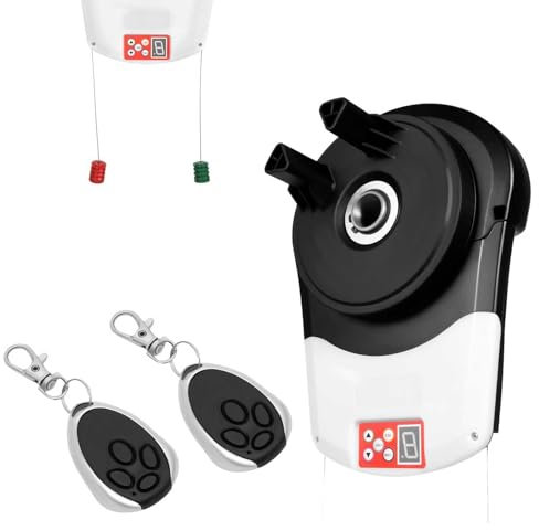 Apriporta Automatico per Garage, con 2 Remoti, Motore di Sollevamento Elettronico per Cancello Avvolgibile, Kit Apriporta Automatico con Motore Incorporato per Garage, Magazzino, Fienile e Fattoria