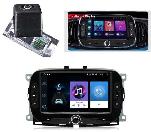 7'' GPS Sat Nav Navigation Navigator Monitor Maps Autoradio with CarPlay&Android+HD Rear View Backup Reversing Camera Parking System Compatible with Fiat 500 312 (GPS Navigator+7302 Rear View Camera)