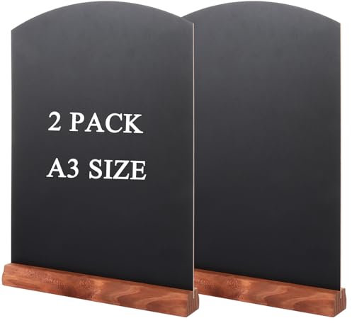 AHAQU 2PCS A3 Chalkboard, 42x30cm/16.5x11.8 inches Tabletop Blackboard with Stand, Menu Chalk Board Sign for Wedding, Bar, Restaurant, Party