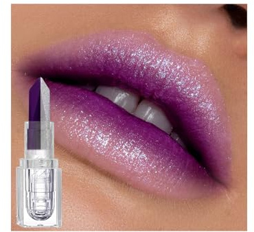 BSMKCL Lila Lippenstift für Frauen, Dual Color Shimmer Metallic Lila Silber Hochpigment Langanhaltend Wasserdicht Sparkling Glitter Feuchtigkeitsspendender Lipgloss Matte Finish Lip