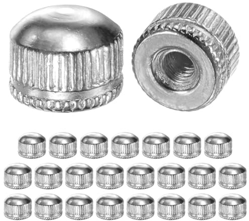 M METERXITY 25 Pcs Dadi Filettati, Dadi M4x11mm Per Lampade, Dado Femmina Zigrinato Per Sostituzione Copertura Lampadario/Parti Decorative Lampada, Dado A Goccia [Tono Cromato]